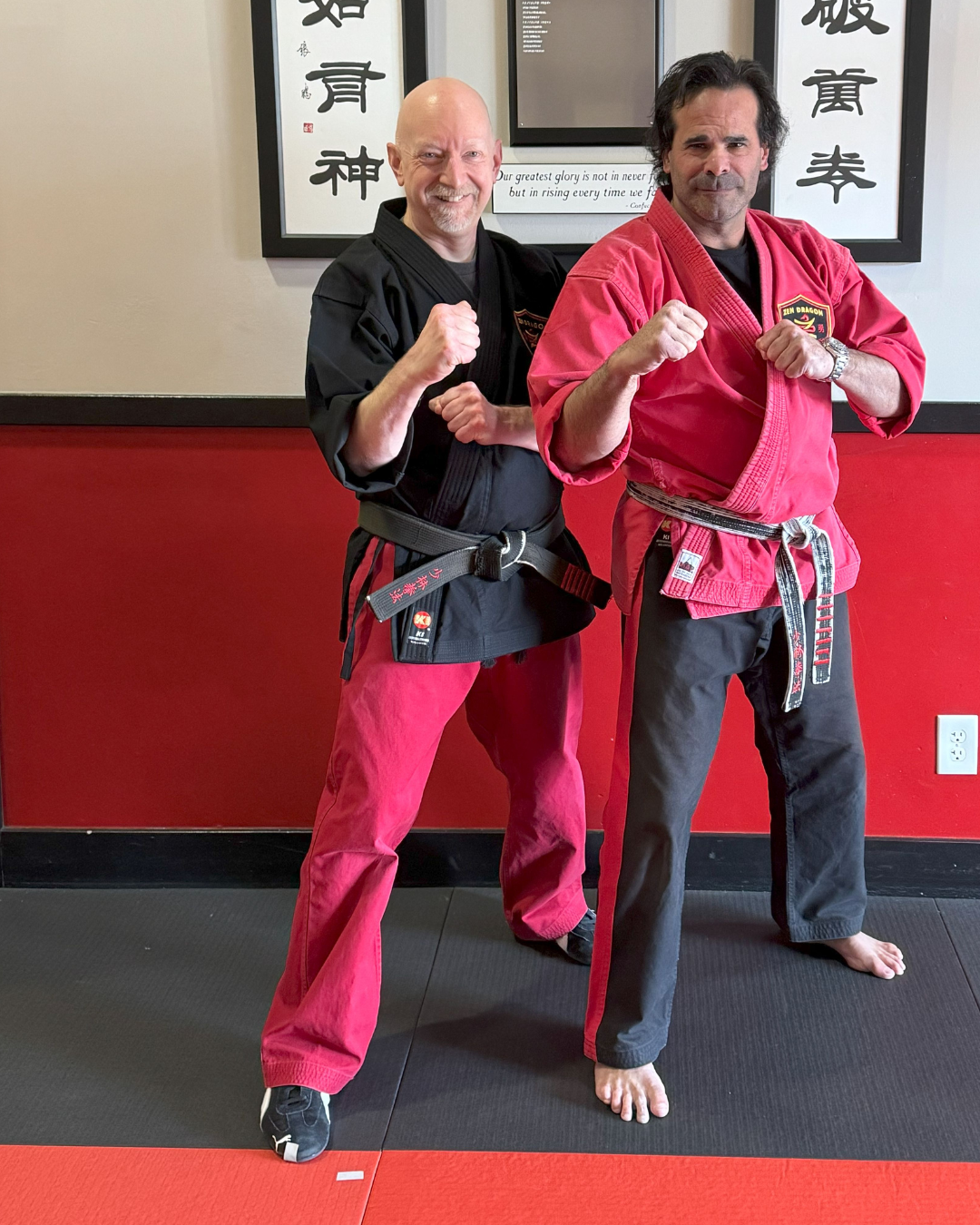 Sensei Ben and Master D teaching at Crown Hill Martial Arts School in Seattle. Daily karate near me, kung fu classes, jiu jitsu near me, kickboxing classes, and women’s self-defense near me. Kids martial arts classes, martial arts for teens, and adult martial arts classes focus on confidence, discipline, and self-defense