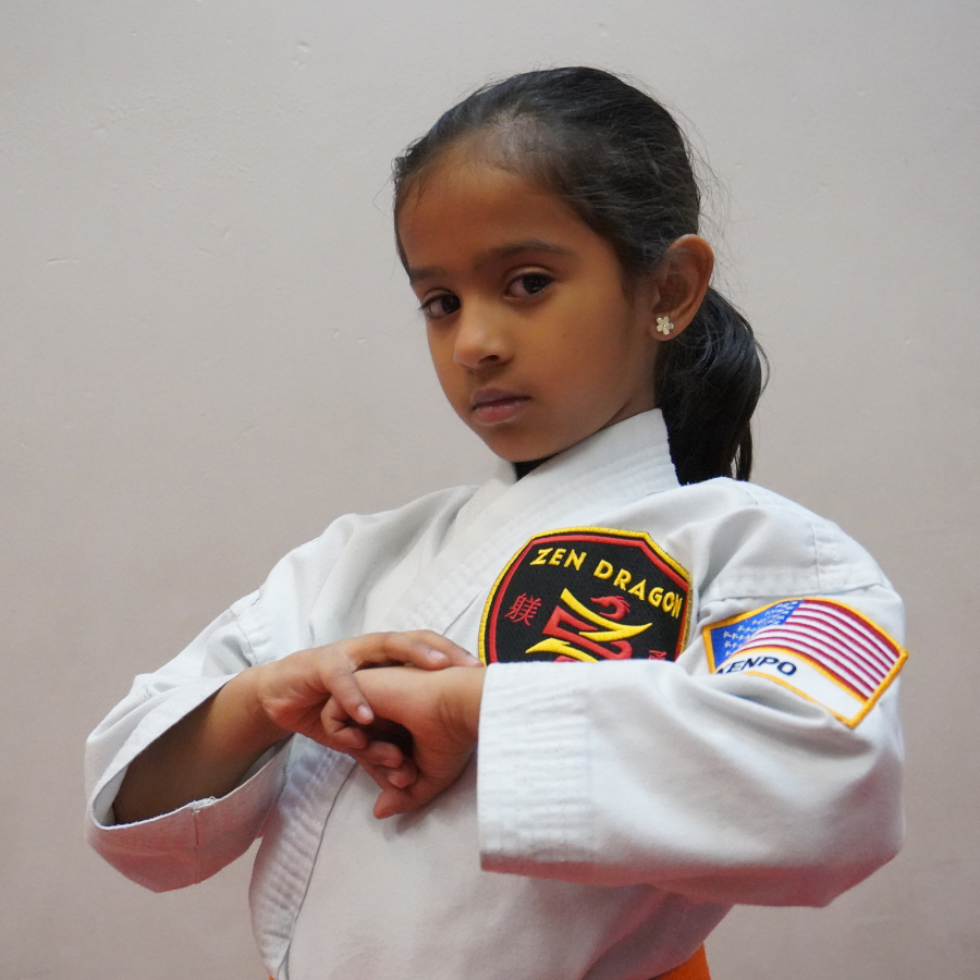 Martial arts training for children in Washington State – student in karate kimono